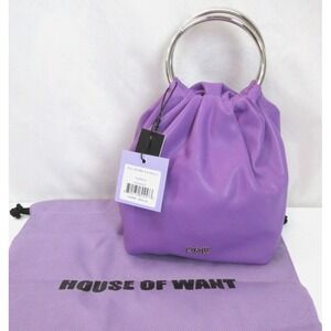 HOUSE OF WANT VEGAN LEATHER RING TOP HANDLE BAG PURSE~ PURPLE ~  NEW WITH TAGS!!